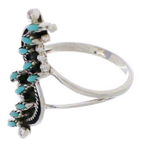 Southwestern Sterling Silver Turquoise Needlepoint Ring Size 5-1/2 YX87551